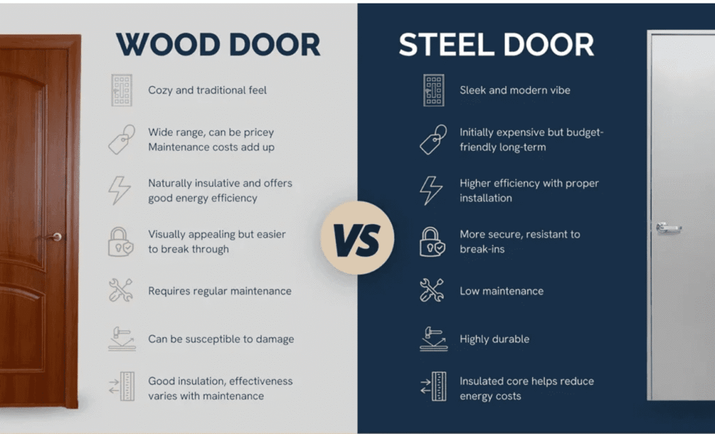 steel door hardware vs. wooden door hardware